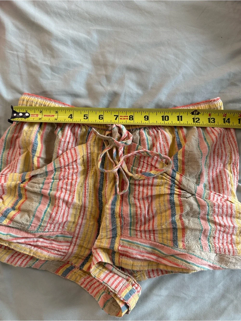 Free People Good Fortune Stripe Shorts Drawstring Wrap Pocket Boho Size XS